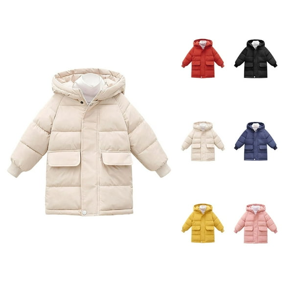 Girls Down Winter Coat Long Hooded Jacket Warm Insulated Outerwear for Toddlers and Kids