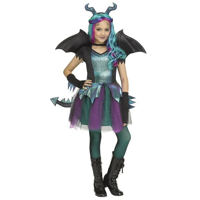 Girls Dragon Queen Halloween Costume Set, Multi-Color, Fun World ...