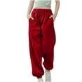 thumbnail image 1 of Girls Drawstring Cargo Jogger Pants Solid Color Slim Fit Sweatpants with Pockets High Waist Elastic Jogger Pants Clothes for 11 Year Old Girls, 1 of 5