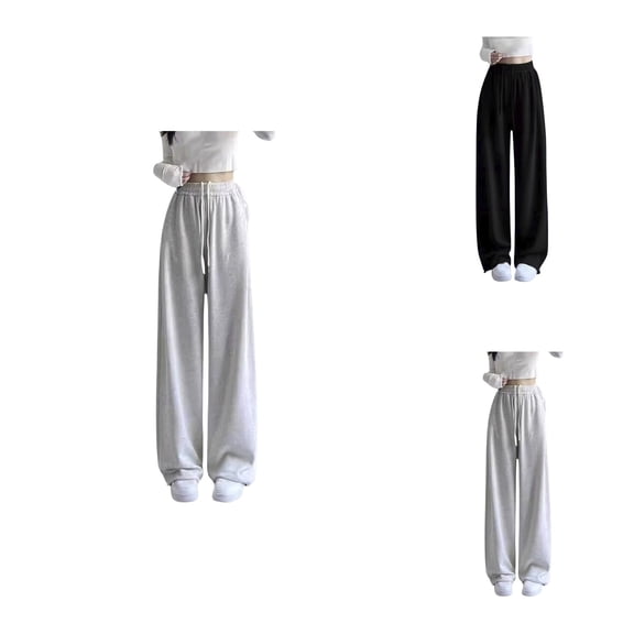 Girls Drawstring Elastic Waist Baggy Joggers – Oversized Wide Leg Loose Fit High Waist Solid Color Active Sweatpants for Kids & Teens