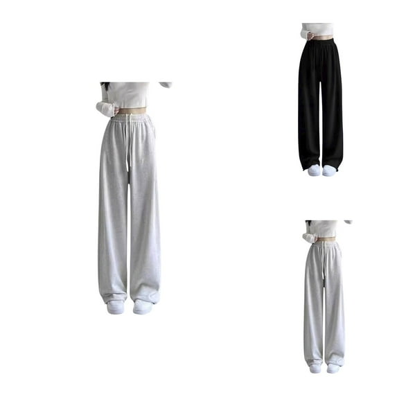 Girls Drawstring Elastic Waist Baggy Joggers â Oversized Wide Leg Loose Fit High Waist Solid Color Active Sweatpants for Kids &