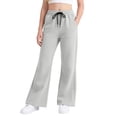thumbnail image 1 of Girls Drawstring Elastic Waist Wide Leg Sweatpants, Solid Color Soft Stretch Kids Bell Bottom Jogger Trousers for Spring Autumn Daily Casual School Wear(Light Gray,5-6 Years), 1 of 4