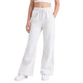 thumbnail image 1 of Girls Drawstring Elastic Waist Wide Leg Sweatpants, Solid Color Soft Stretch Kids Bell Bottom Jogger Trousers for Spring Autumn Daily Casual School Wear(White,5-6 Years), 1 of 4