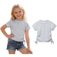 thumbnail image 1 of Girls Drawstring Short Sleeve T Shirts Summer Casual Cute Crewneck Tops Tees 7-8 Years Girl Clothes, 1 of 5