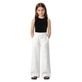 thumbnail image 1 of Girls Drawstring Wide Leg Pants Elastic Waist Loose Fit Lounge Trousers Solid Color Casual Bottoms 5-13 Years, 1 of 6