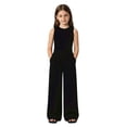 thumbnail image 1 of Girls Drawstring Wide Leg Pants Elastic Waist Loose Fit Lounge Trousers Solid Color Casual Bottoms 5-13 Years, 1 of 4