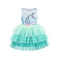 thumbnail image 1 of Girls Dress Aqua Green Sea Mermaid Gradient Tutu Tulle Party 5 Years, 1 of 6