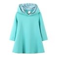 thumbnail image 1 of Girls Dress Autumn New Solid School Long Sleeve Hooded Sweatshirt Dress Dresses for Girls Mint Green 3-4 Years, 1 of 3