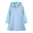 thumbnail image 1 of Girls Dress Autumn New Solid School Long Sleeve Hooded Sweatshirt Dress Girl Dresses Blue 18-24 Months, 1 of 3