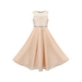 thumbnail image 1 of Girls Dress Beige Sequin Wedding Bridesmaid Chiffon Formal Party Pageant 10 Years, 1 of 7
