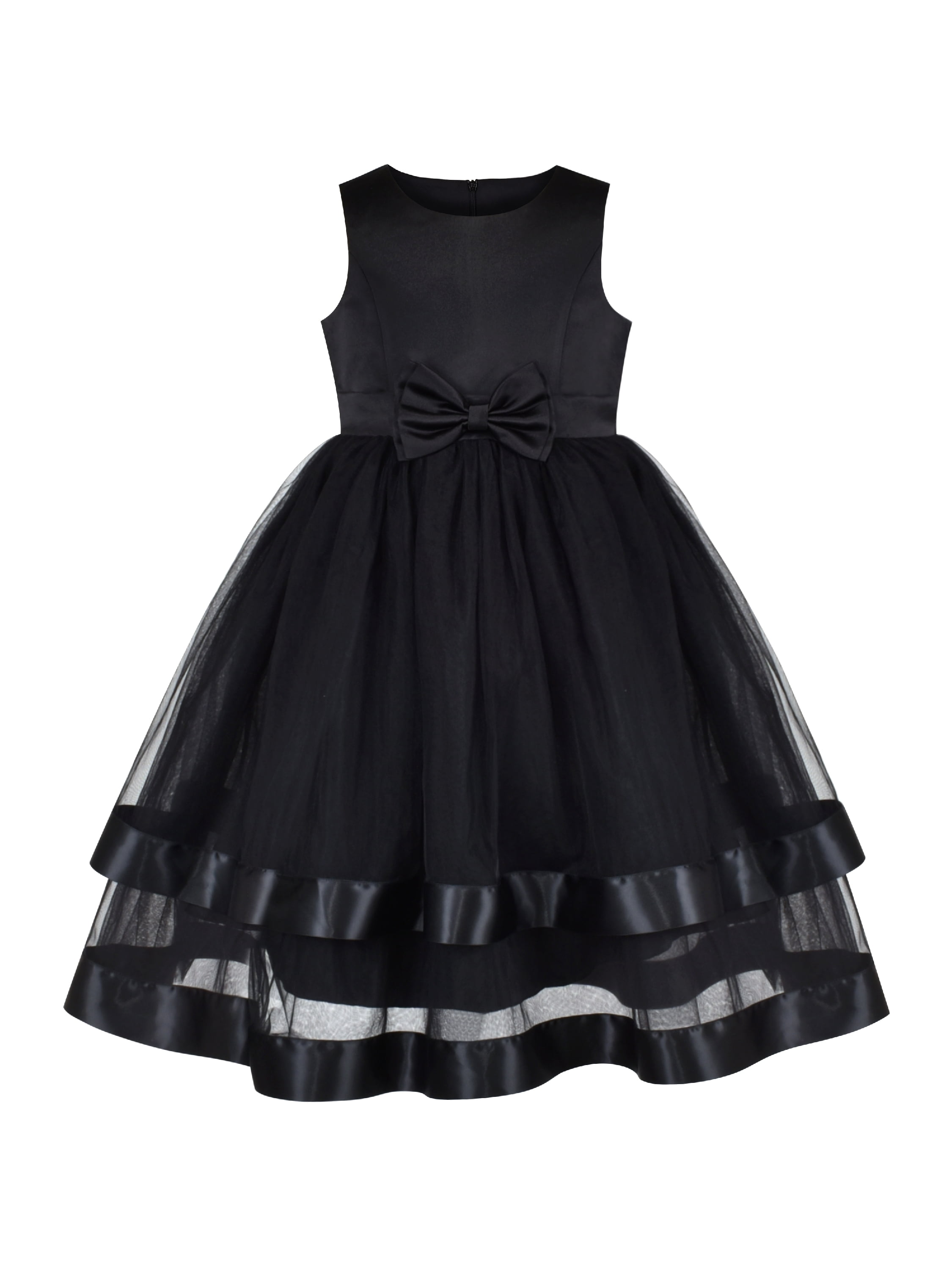 Girls Dress Black Bow Tie Party Pageant Halloween Puffy Skirt Sleeveless 8 Years