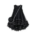 thumbnail image 1 of Girls Dress Black Cross Body Bag A-Line Sleeveless 3D Flower 10 Years, 1 of 1