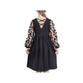 thumbnail image 1 of Girls Dress Black Floral Lace Sheer Mesh Long Sleeve Hollow V-back 7 Years, 1 of 6