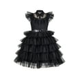 thumbnail image 1 of Girls Dress Black Lace Cake Multilayered Leather Belt Tutu Tulle 8 Years, 1 of 1