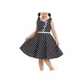 thumbnail image 1 of Girls Dress Black Polka Dot Sleeveless Cotton Casual Summer Casual Family Dress with Belt 7 Years, 1 of 9