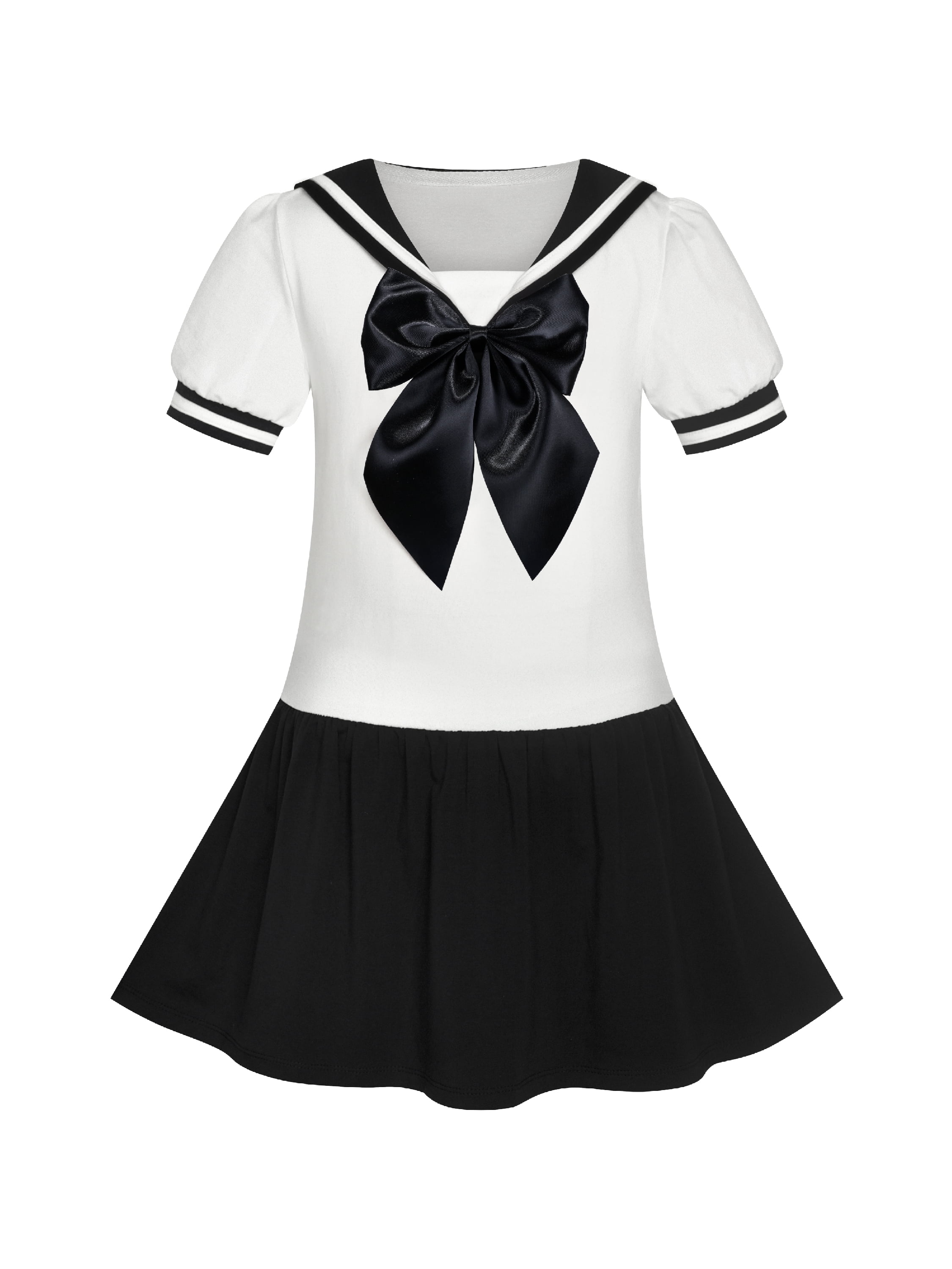 Girls Dress Black Sailor School Uniform Big Bow Tie 12 Years
