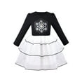 thumbnail image 1 of Girls Dress Black Snowflake Polka Dot Xmas Long Sleeve Tulle Skirt 6 Years, 1 of 6