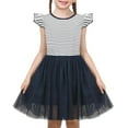 thumbnail image 1 of Girls Dress Black White Zebra Striped Ruffle Tulle Sundress Casual Cotton 6 Years, 1 of 7