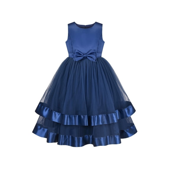Girls Dress Blue Ball Gown Wedding Party Pageant Formal Sleeveless 12 Years