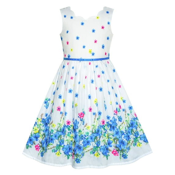 Girls Dress Blue Flower Petal Summer Sundress 5 Years