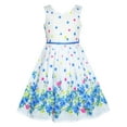 thumbnail image 1 of Girls Dress Blue Flower Petal Summer Sundress 6 Years, 1 of 6