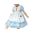 thumbnail image 1 of Girls Dress Blue Puffy Skirt Maid Lace Collar Poker Apron Alice Vintage 7 Years, 1 of 1