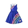 thumbnail image 1 of Girls Dress Blue Rainbow Universe Star Planet Earth Casual Sleeveless 12 Years, 1 of 6