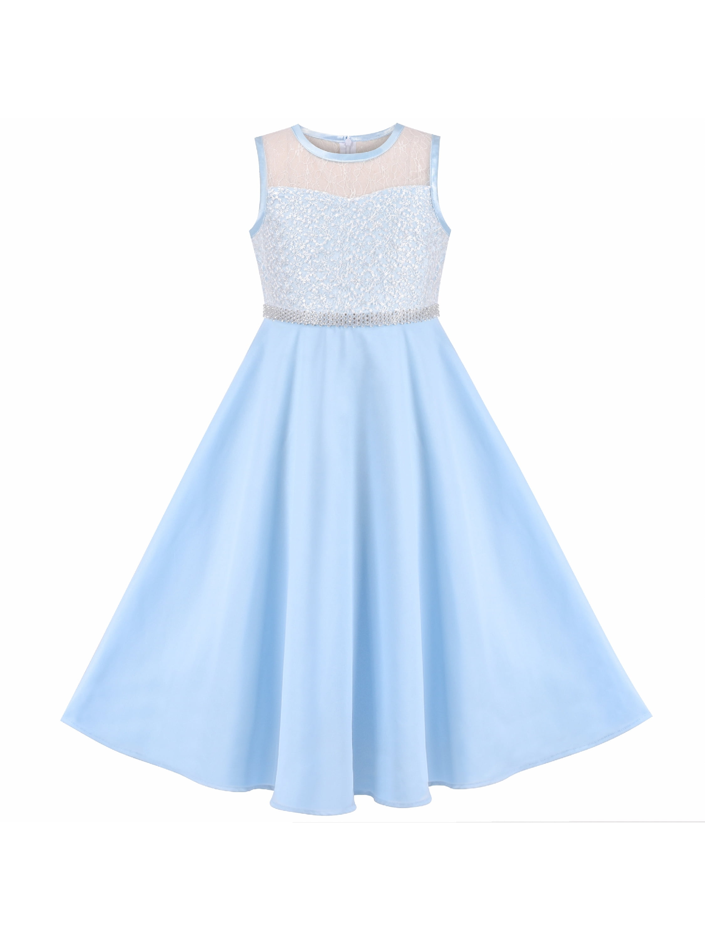 princess polly baby blue dress Sunny Fashion Girls Ice Blue Chiffon Maxi Dress, Rhinestone Belt, Formal  Wedding Party Gown, Size 6