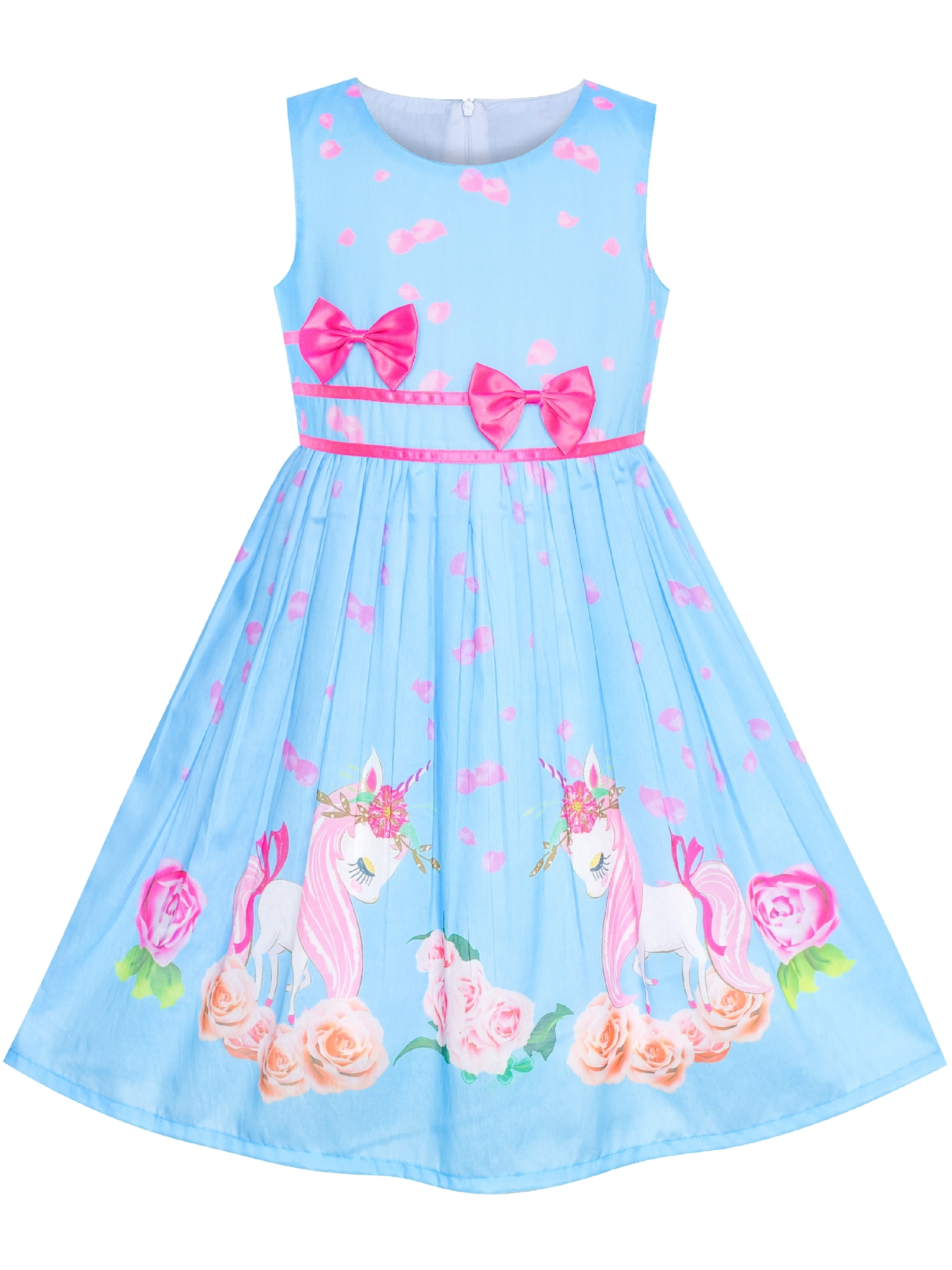 Girls Dress Blue Unicorn Flower Summer Sundress Liberia | Ubuy