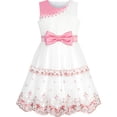 thumbnail image 1 of Girls Dress Bow Tie Pink White Color Contrast Lace Flower 6 Years, 1 of 7