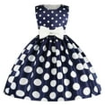 thumbnail image 1 of Girls Dress Bowknot Dot Printed Pageant Gown Birthday Party Princess Wedding Girls Boho Dresses,Size 7 Years-8 Years, 1 of 3