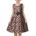 thumbnail image 1 of Girls Dress Brown Polka Dot Heart Contrast School Holiday Daily Casual 14 Years, 1 of 6
