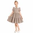 thumbnail image 1 of Sunny Fashion Girls Dress Brown White Collar Pearl Button Vintage Formal Short Sleeve 10 Years, 1 of 11