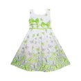 thumbnail image 1 of Girls Dress Butterfly Green Double Bow Tie Summer Beach Sundress Kids 7-8 Years, 1 of 5