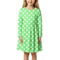 thumbnail image 1 of Girls Dress Casual Floral Dot Print Long Sleeve Dress Toddler Kids Age 3 11 Years Cute Stylish Outfit School Outdoor Play Everyday Wear Birthday Party Wedding Dresses,Size 3-4 Years, 1 of 4