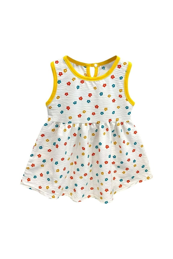 Girls Dress Casual Summer 6M 7Y Flowy Outfit Easy Wash Daily Wear Clothes