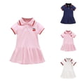 thumbnail image 1 of Girls Dress Casual Summer Outfit Elastic Waist Comfortable Playwear Toddler To Kids Age 1 7 Years Girls Dresses for School Holiday Vacation Beach, 1 of 8