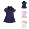 thumbnail image 1 of Girls Dress Casual Summer Outfit Elastic Waist Comfortable Playwear Toddler To Kids Age 1 7 Years Girls Dresses for School Holiday Vacation Beach, 1 of 4