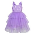 thumbnail image 1 of Girls Dress Cat Face Purple Tower Ruffle Dancing Party 10 Years, 1 of 6