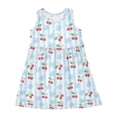 thumbnail image 1 of Girls Dress Cherry Snowflake Stripe Sleeveless Dress for Girls Hem A-Line Casual Sundress, 1 of 7