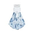 thumbnail image 1 of Girls Dress Chiffon Blue Floral High-Low Tie Waist Party Princess 14 Years, 1 of 11