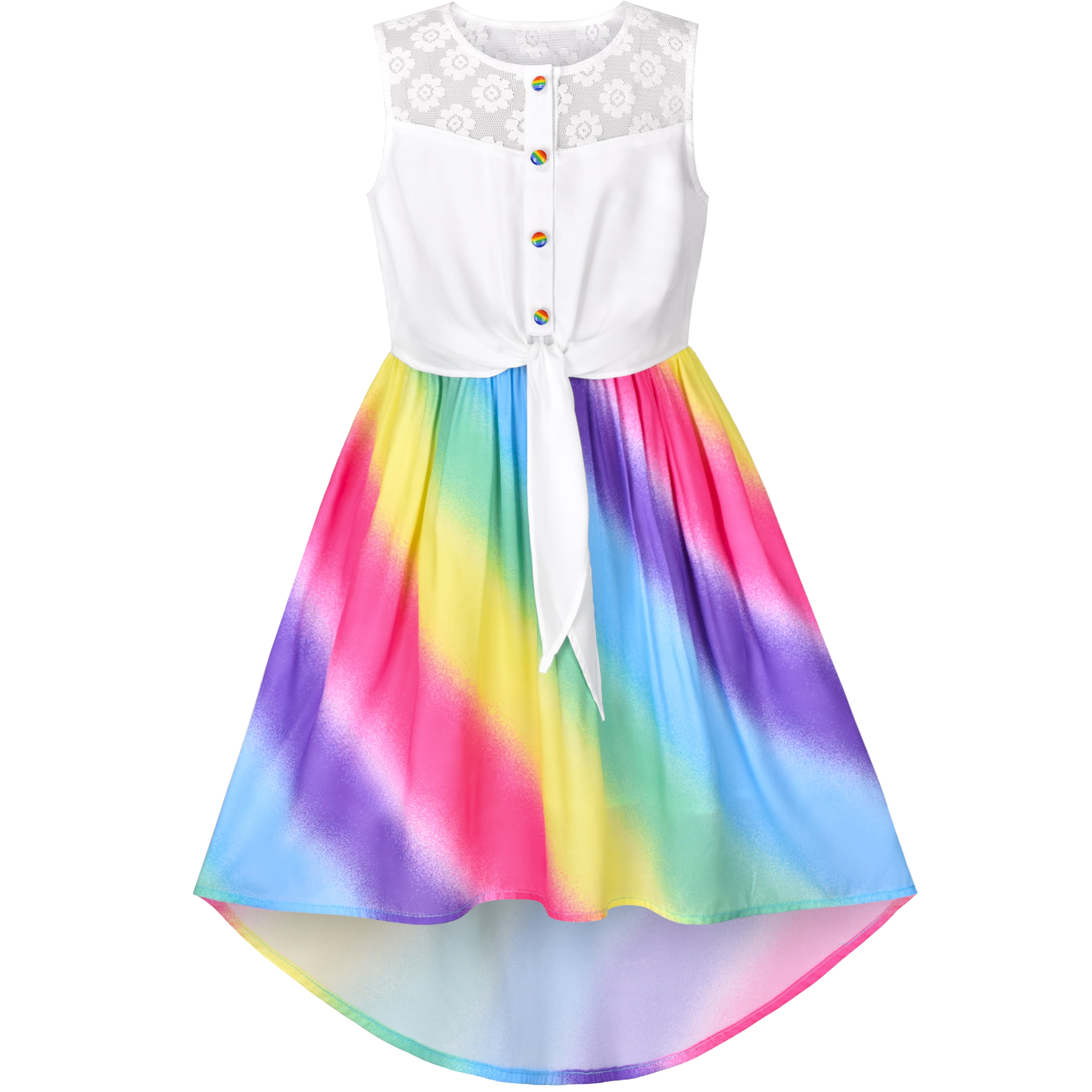 Girls Rainbow Ombre Logo Dress