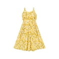 thumbnail image 1 of Girls Dress Chiffon Suspender Yellow Floral Ruffle Sleeveless 10 Years, 1 of 6