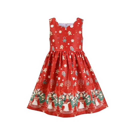 Girls Dress Christmas Red Reindeer Gingerbread Man Jingle Bell 4 Years