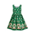 thumbnail image 1 of Girls Dress Christmas Reindeer Gingerbread Man Petal Collar Green 6 Years, 1 of 6