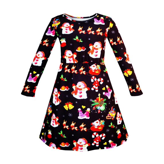 Girls Dress Christmas Santa Xmas Tree Jingle Bell 3