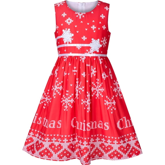Sunny Fashion Girls Dress Christmas Snowflakes New Year Holiday 11-12 Years