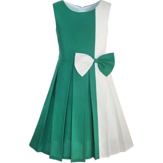 Girls Dress Color Block Contrast Bow Tie Everyday Party 8 Years