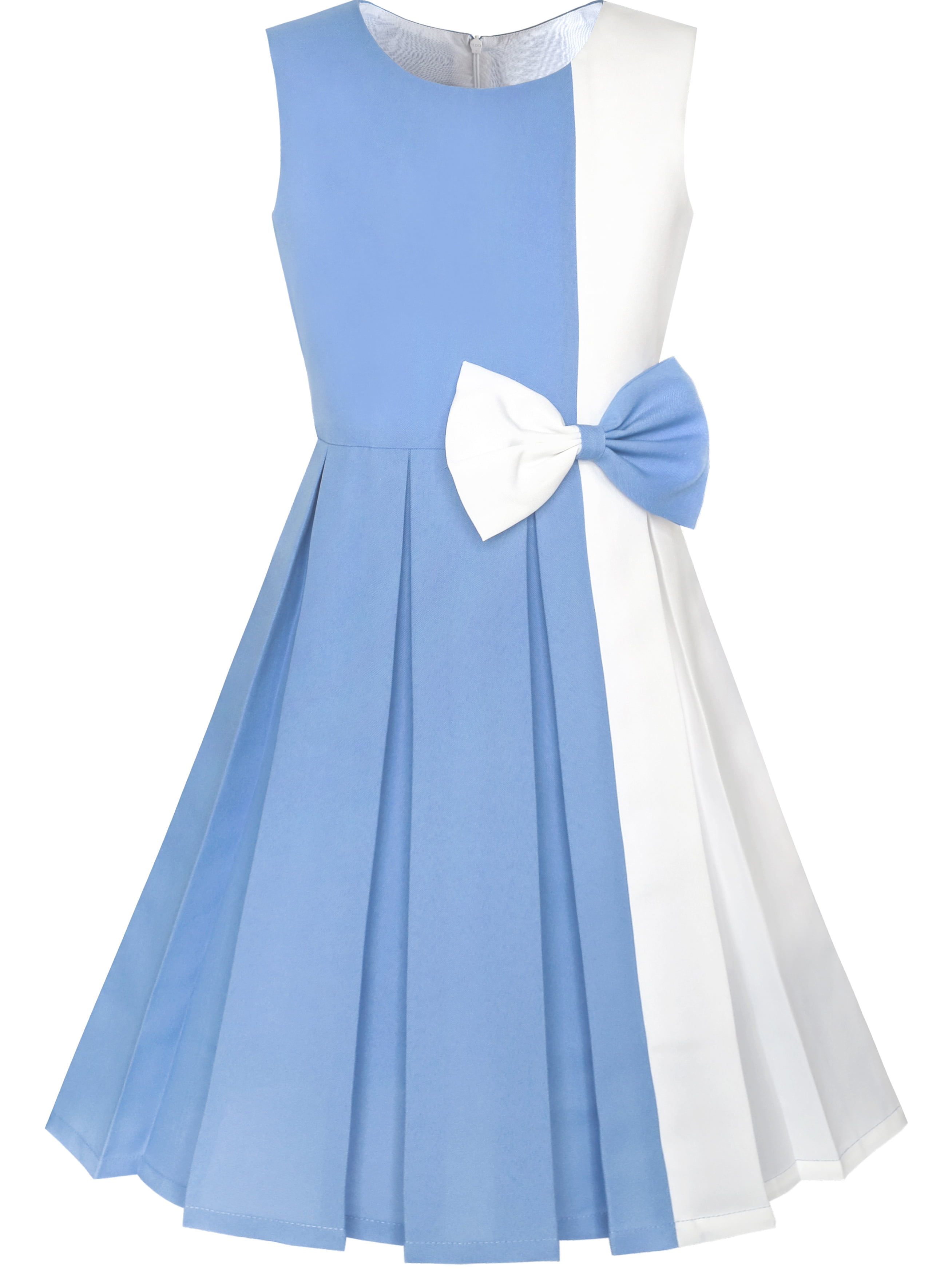 Girls Dress Color Block Contrast Bow Tie Party 6 - Walmart.com