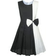thumbnail image 1 of Girls Dress Color Block Contrast White Black Bow Tie 5, 1 of 8